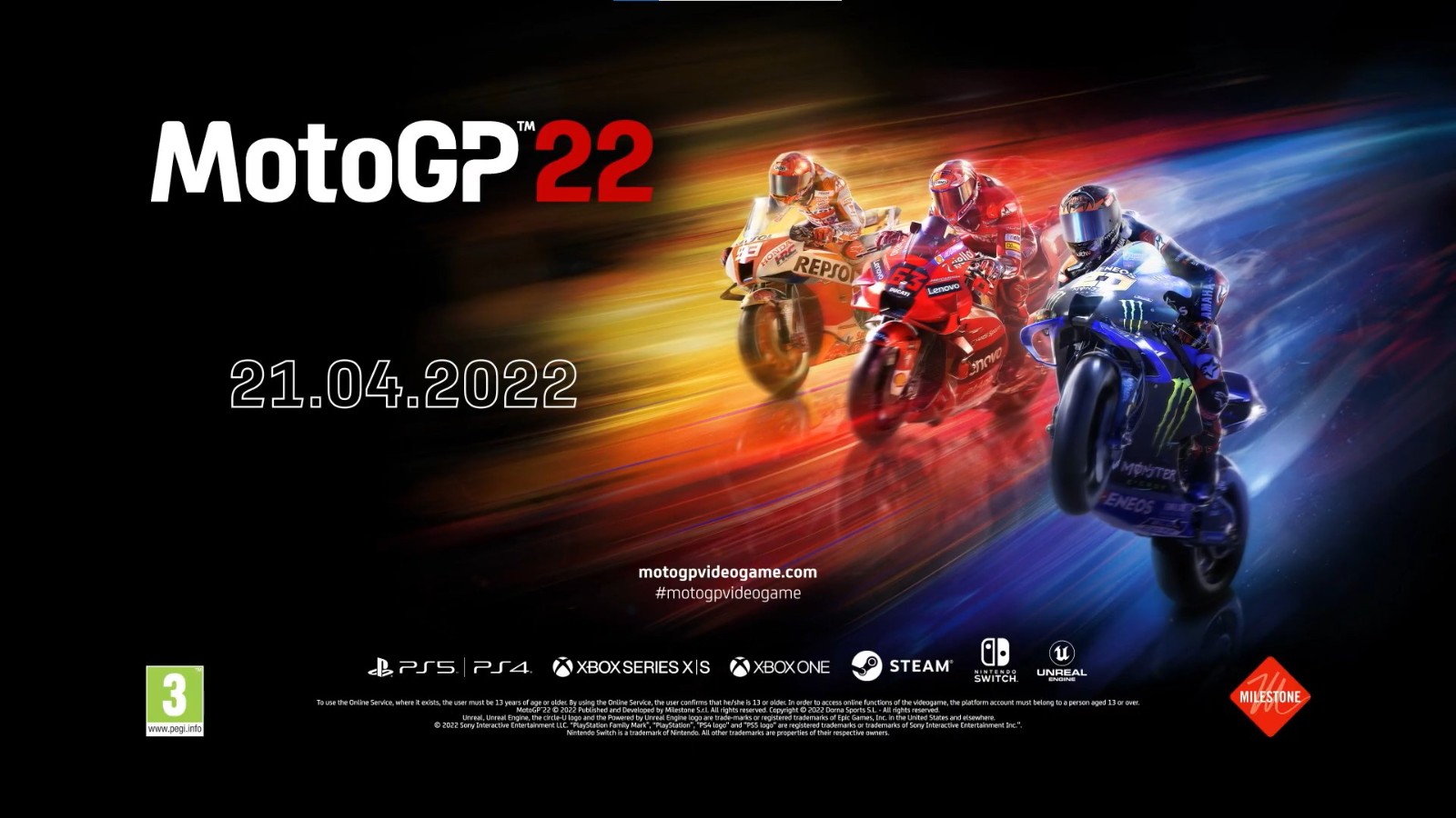 《摩托GP 22》将于4月21日全平台发售 70多名历史知名车手和车辆都会回归